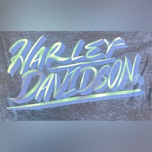 Women's Size L Harley Davidson T-Shirt Top Black Blue Green Black Diamond
